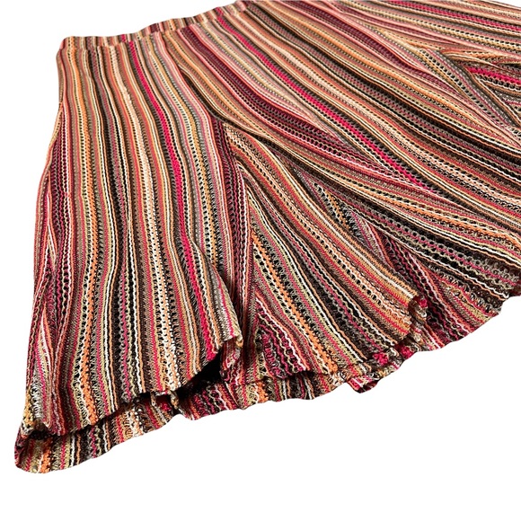 Downeast size Xl multi-colored striped ruffle skater circle style mini skirt EUC - Picture 2 of 10